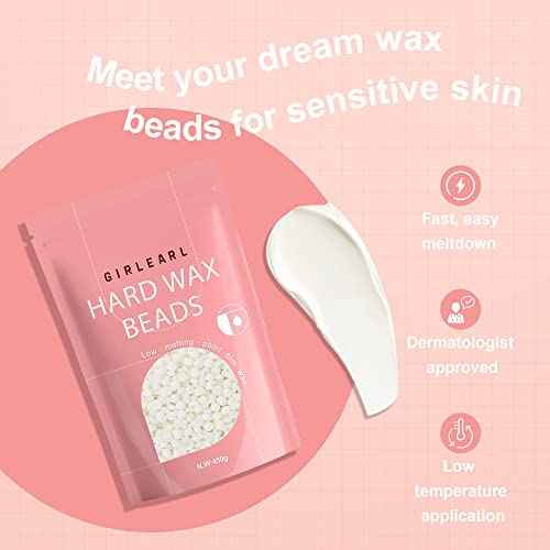 1lb Wax Beads for Hair Removal - Unscented Hard Wax Beads Refill for Professional Full Body Waxing - Ideal for Facial, Brazilian Bikini, Legs, and Underarms at Home for Women and Men (White)