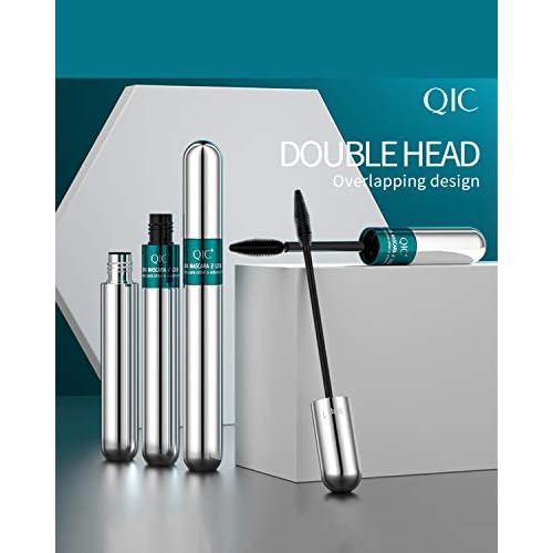 4D Silk Fiber Lash Mascara, 2 in 1 Mascara For Natural Lengthening And Thickening Effect(Pack of Cyan, Black)