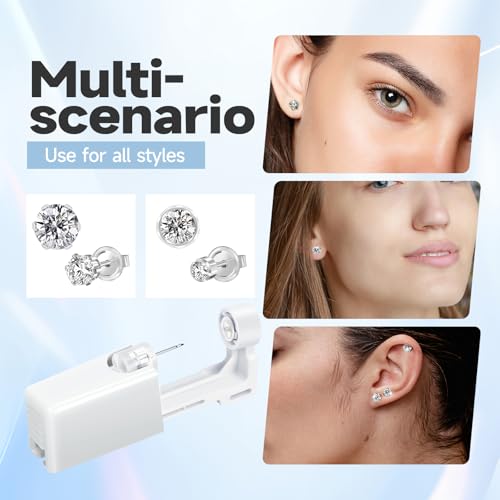 4pcs Ear Piercing Kit with CZ Studs - Sterile Disposable Guns