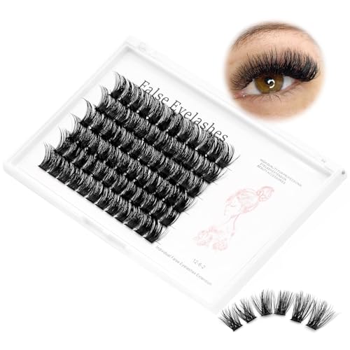 Bodermincer 72pcs Wide Cluster 3D Effect Glue Bonded Mink Super Cluster Eyelash Home Eyelash Extension Eyelashes D Curl Individual Lashes Makeup (12mm)