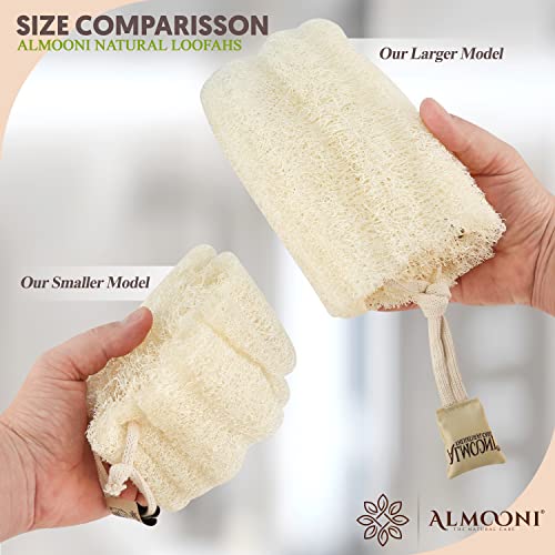 ALMOONI Natural Loofah Sponge 3-Pack | Egyptian Shower Scrubber