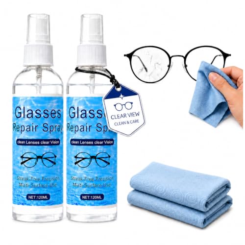 Eyeglass Scratch Repair Spray, 2 Bottles with Microfiber Cloths
