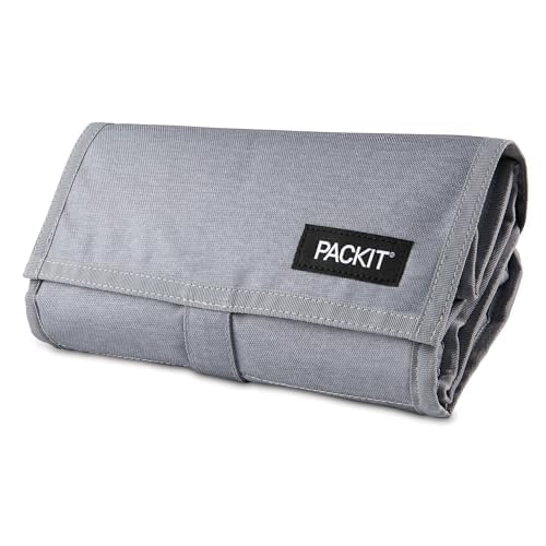 PackIt® Freezable Lunch Bag, Gray Fog, Built with EcoFreeze® Technology, Foldable, Reusable, Zip and Velcro Closure with Buckle Handle, Designed for Work Lunches and Fresh Lunch On the Go