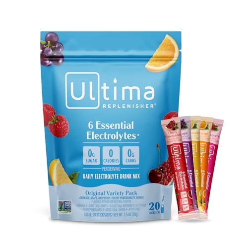 Ultima Replenisher Original Variety Electrolyte Packets – 20 Stickpacks, Sugar-Free, Vegan Hydration Mix