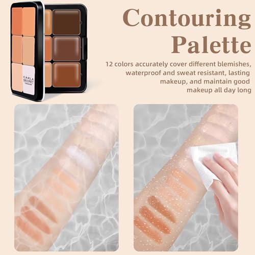 HOSAILY 12 Color Concealer Palette - Full Coverage Foundation Makeup