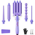 5 in 1 Curling Wand Set with 3-Barrel Crimper & Ceramic Barrels