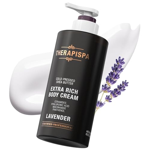 THERAPISPA Extra Rich Body Cream - Deep Hydration and Repair with Ceramides, Hyaluronic Acid, Niacinamide (B3), Panthenol (B5), and Shea Butter for Dry Skin (Lavender, 17.0 fl oz, Pack of 1)