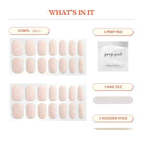 Heyhae Semi Cured Gel Nail Strips | No LED Lamp Needed | Summer, Solid, Yellow | Easy Apply & Remove, Salon Quality | Includes 28 Strips, 1 Prep Pads, Nail File & Wooden stick - Hey, Sweet Glaze