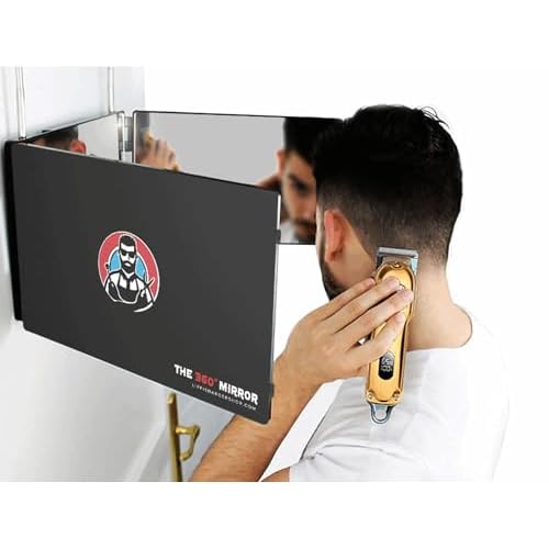 The 360 Mirror - 3 Way Mirror for Self Hair Cutting - Adjustable Trifold Barber Miror to Cut Your Own Hair - Tri Fold Self Haircut System for Men and Women Braiding - Three Sided Miror for Haircuts