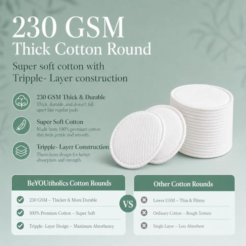 100% Pure Cotton Rounds 200 Count Lint-Free Pads