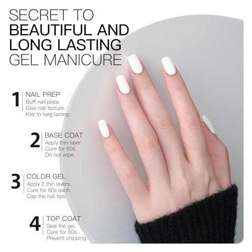 GAOY Flawless White Gel Nail Polish 16ml Soak Off UV Cure for DIY Manicure