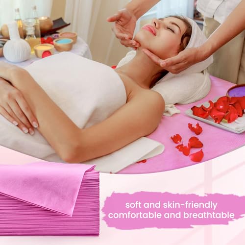 50 PCS Massage Table Sheets Pink - 31'' x 70'' Disposable Bed Covers for Spa and Salon - Soft and Hygienic Disposable Sheets for Professional Use, Ideal for Massage Therapy Tables
