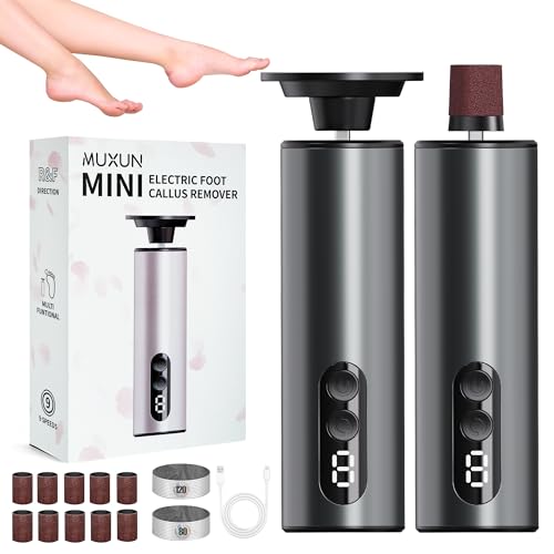 MUXUN Black Mini Rechargeable Electric Foot Callus Remover 9-Speed Pedicure Tool