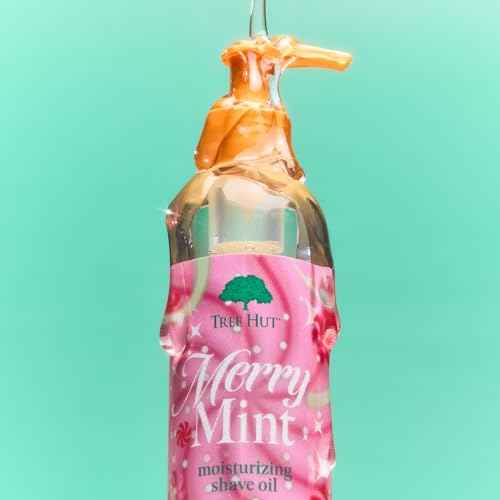 Tree Hut Merry Mint Moisturizing Shave Oil, Hydrating Gel-to-Oil Formula for a Smooth Shave, Made with Shea Butter, Holiday Gift & Stocking Stuffer, 7.7 fl oz