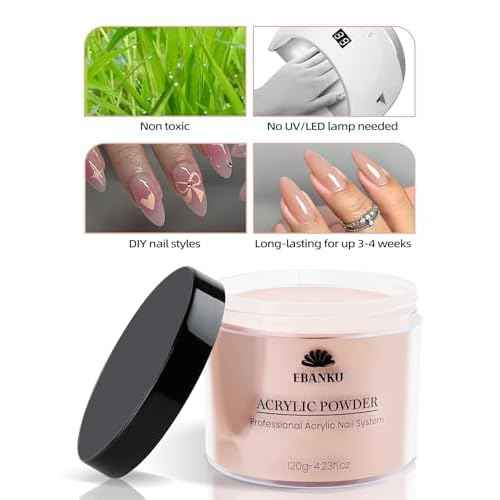 EBANKU Nude Colors Acrylic Powder for Nails, 120g/4.23oz Acrylic Powder Large Capacity Professional Acrylic Nail Powder for Nail Acrylic Extension, Nail Carving, Long-Lasting, No Nail Lamp Needed