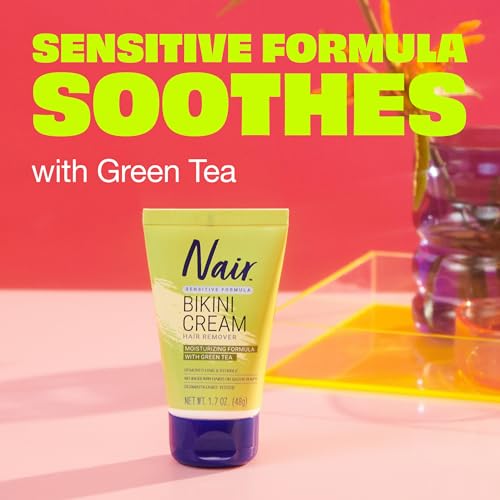 Nair Bikini Hair Removal Cream with Green Tea - Sensitive Formula, 1.7 Ounce (Pack of 1)