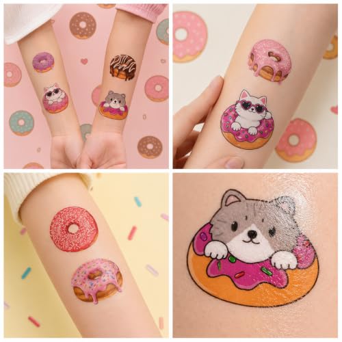 96 Donut Temporary Tattoos for Kids Birthday Party Favors