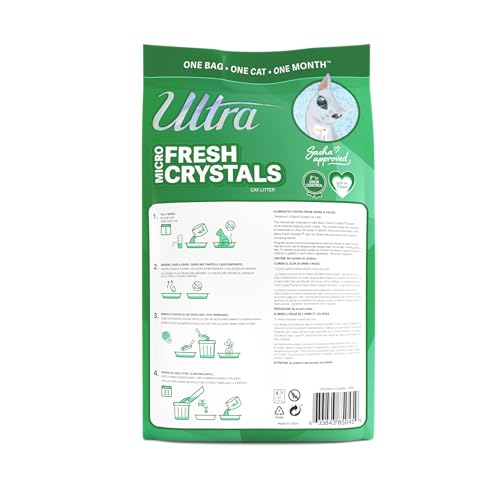 Ultra Fresh Micro Crystals Cat Litter (5lb): Silica Gel Crystal Cat Litter, Summer Breeze Scent, Soft-on-Paws, Lightweight, Superior Odor Control, Low Dust