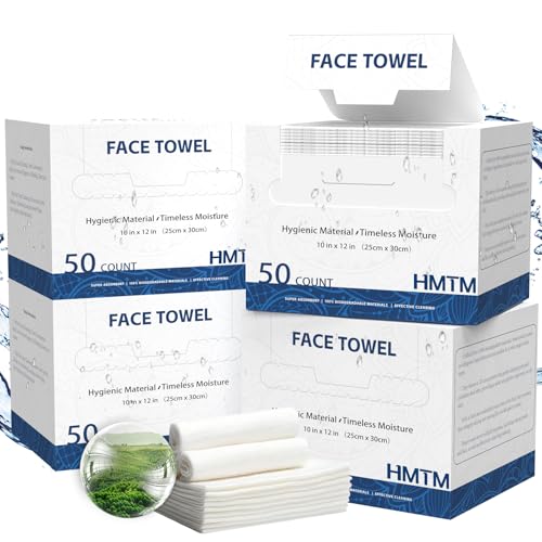 Face Towels, 10¡± x 12¡±, Thick Soft and Absorbent, Face Towelettes Disposable Biodegradable for Sensitive Skin, Makeup Remover, Cleansing, 200 Count£¨ 4 PACK £©