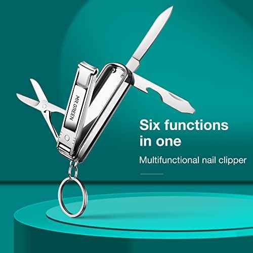 MR.GREEN Multifunctional Nail Clippers Stainless Steel Six Functions Nail Cutter Nail Files Small Knife Scissors (Small)
