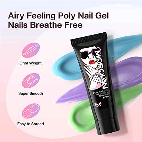 Morovan Poly Gel Nail Set: 48 Color Gel Extension Nails - Trendy Art Designs with Pure & Glitter Finish