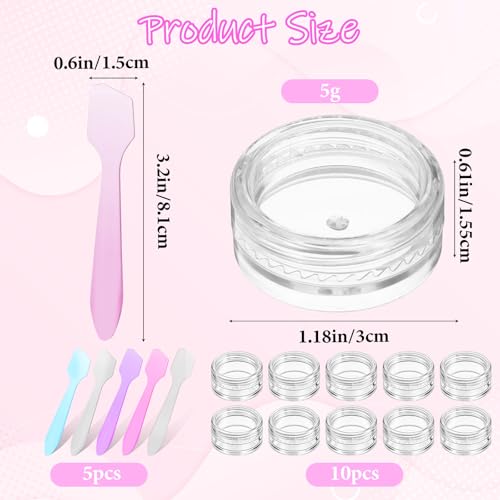 10 Pcs 5g Leak-Proof Travel Containers with Lids & Spatulas