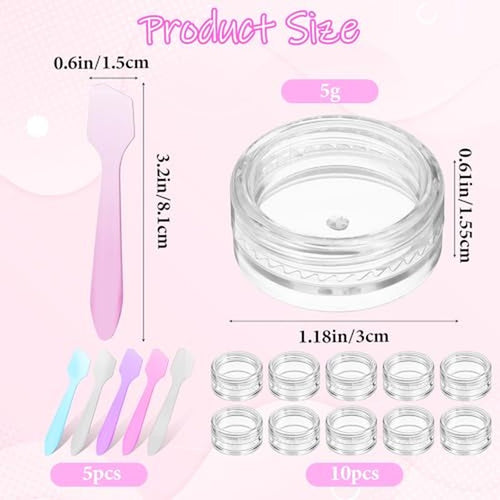 10 Pcs 5g Leak-Proof Travel Containers with Lids & Spatulas