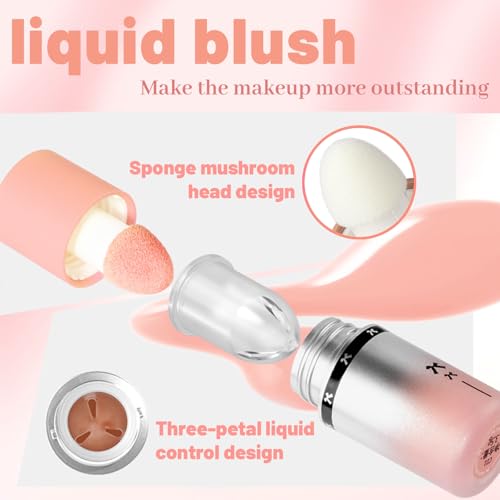 Blush Liquid Makeup Cream Stick, Blendable Cheek Weightless Watercolor Sheer Finish, Soft Peach Face Tint for Mature Skin, Easy Application Beauty Essential (V2 Cream Apricot)