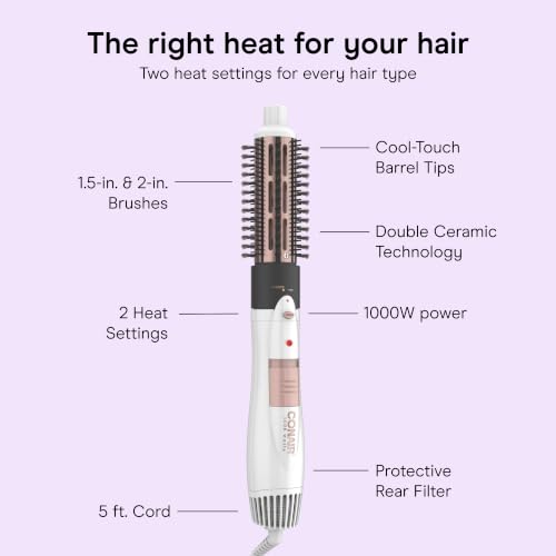 Conair Double Ceramic Hot Air Brush 1000W with 2 Interchangeable Brushes
