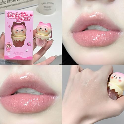 4 Colors Shimmer Lip Gloss Set,Moisturizing Lip Oil Light Cute Lipgloss,Fruit Flavored Hydrating Glass Lip Glow Oil Kit,Tinted Lip Transparent Balm Makeup