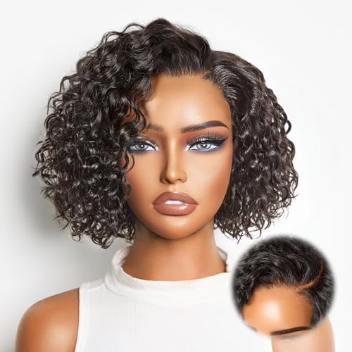 LUVME HAIR 100% Human Hair Water Wave Pixie Wig 10" Glueless HD Lace