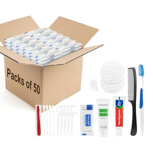 7-in-1 Travel Toiletries Kit Bulk - 50 Pack Disposable Hygiene