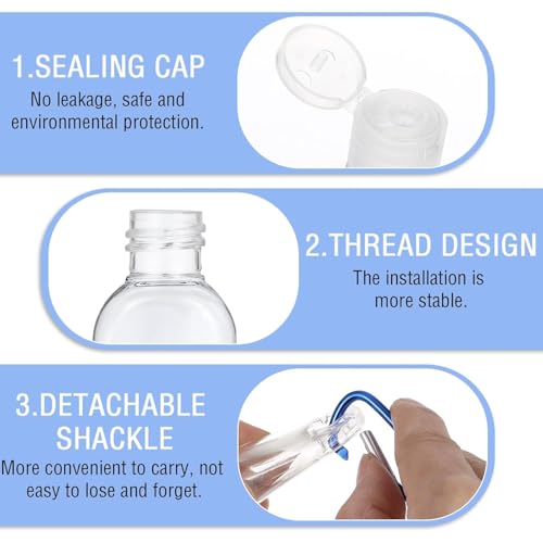 5Pc Travel Sanitizer Bottles 50ml Refillable w/ Keychain