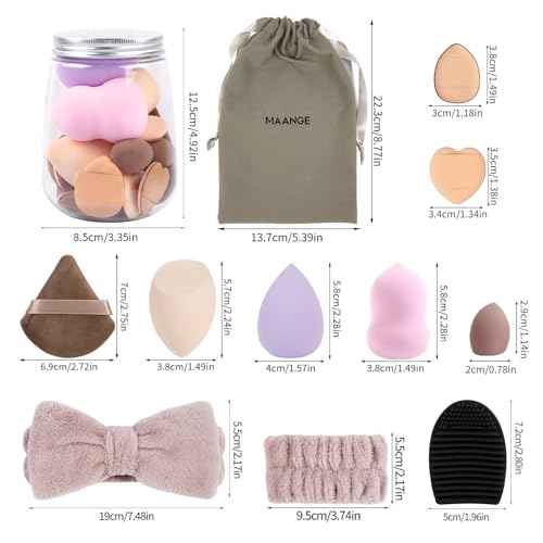 MAANGE Makeup Brushes 51 Pcs Makeup Kit, Multi-functional Makeup Tool Set with Makeup Brush Foundation Brush Make up Brushes Set Bag (Champagne)