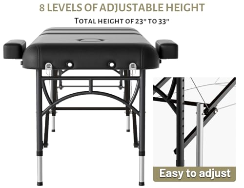 Professional 3-Fold Massage Table 1100LBS Memory Foam Black