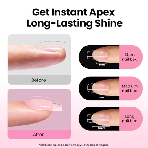 Beetles Tipex Lite Instant Apex Nail Tips - 256pc Short Coffin Set