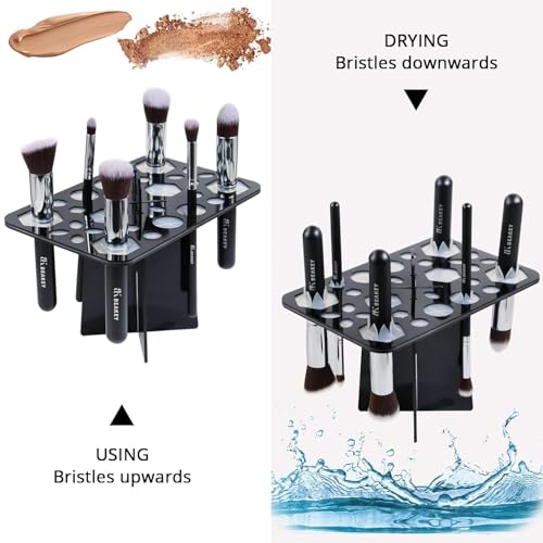 BEAKEY Makeup Brush Drying Rack - 28 Holes Collapsible