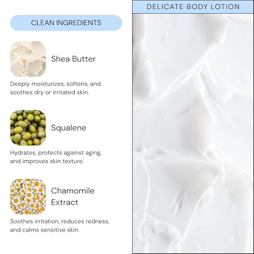 Delicate Body Lotion with Camomile, Sweet Almond and Shea Butter, 200ml Naturally Gentle Kids and Baby Moisturiser Cream, Dermatologically Tested for All Skin Care Types