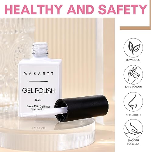 Makartt Gel Nail Polish, 1 Pcs 15ml White Gel Nail Polish For UV LED Light Blanc Gel Polish Soak Off By Acetone For Manicure DIY Nail Art Designs Home Salon