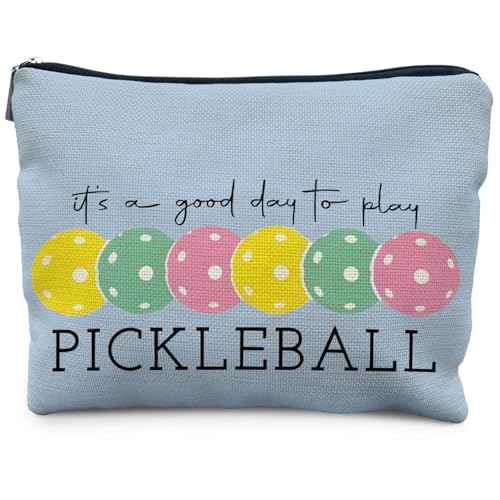 Pickleball Gifts for Women: Colorful Makeup Bag, It's a Good Day to Play Cosmetic Toiletry Bag, Gifts for Pickleball Lovers (Blue)