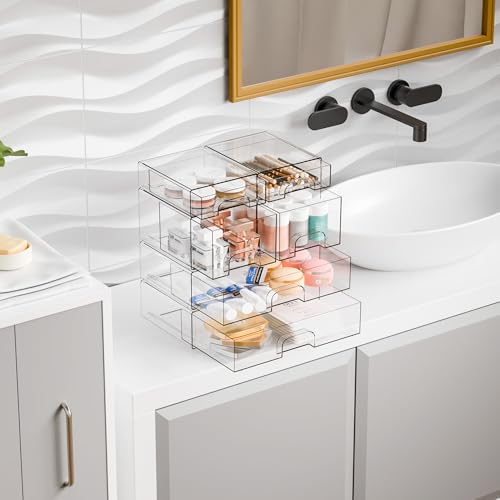 Yieach Clear Stackable Storage Drawers - Set of 6