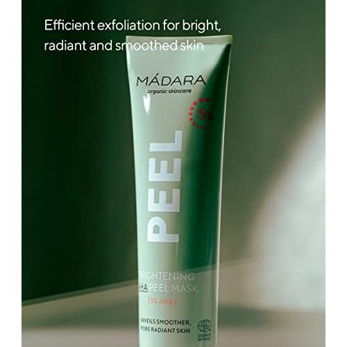 MADARA Organic Skincare | Brightening AHA Peel Mask - 60ml, Exfoliating face mask with AHA fruit acids, Contains vitamin C and lactic acid, Face exfoliator for brightness and glow, Ecocert certified.