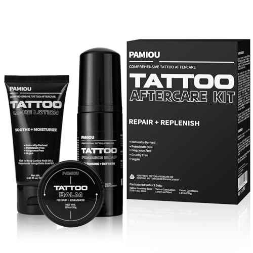 Tattoo Aftercare 3 In 1 Set For New Tattoos, Include Tattoo Balm, Tattoo Lotion and Tattoo Soap, Quick Healing, Soothing, Naturally-Derived, Petroleum-Free, Fragrance Free (3 Piece Set)