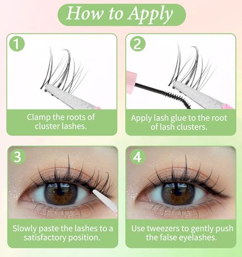 Asian Lash Clusters 120Pcs - Wispy Anime Lashes with Clear Band