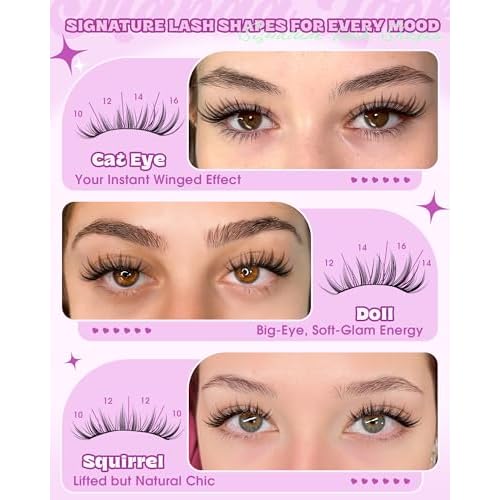 Bunny Lash Clusters Wipsy Lashes Manga Eyelash Clusters, 8-18MM C Curl Anime Eyelashes Cluster Natural Fairy Eyelash Extensions DIY Invisible Clear Band Individual Eye Lashes