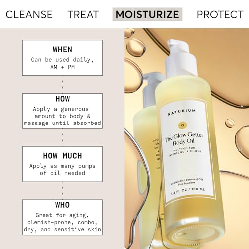 Naturium The Glow Getter Body Oil with Squalane & Rosehip, 3.4 fl oz