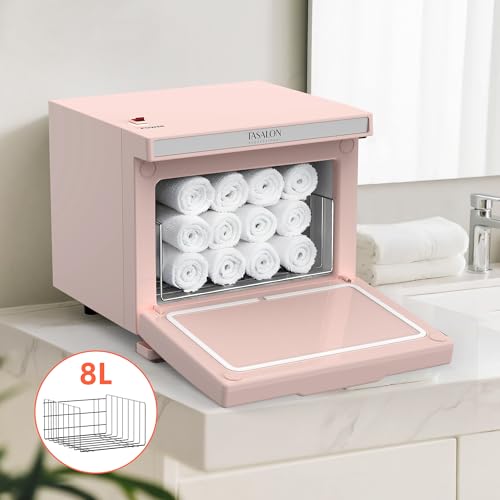 TASALON 8L Towel Warmer Hot Cabinet Box, Aluminum Inner Chamber, Removable Tray, Fast Heating for Beauty Spa Salon Massage - Pink