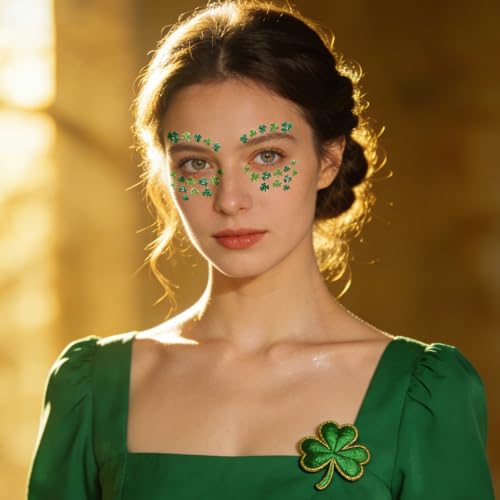 St Patrick's Day Face Tattoos - 3 Sheets Shamrock Stickers