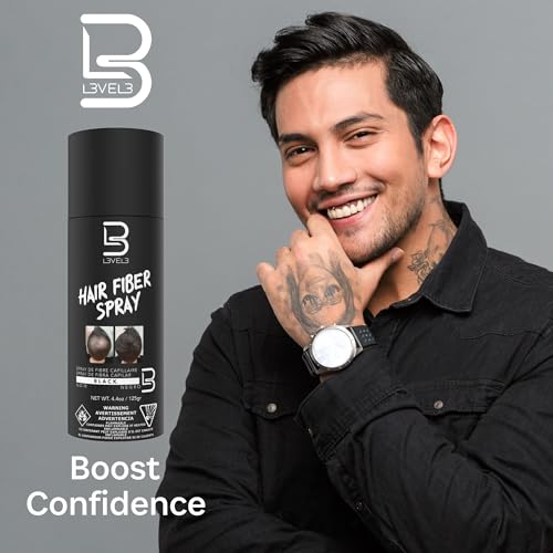 L3 Black Hair Fiber Spray - Instant Coverage for Thinning Hair