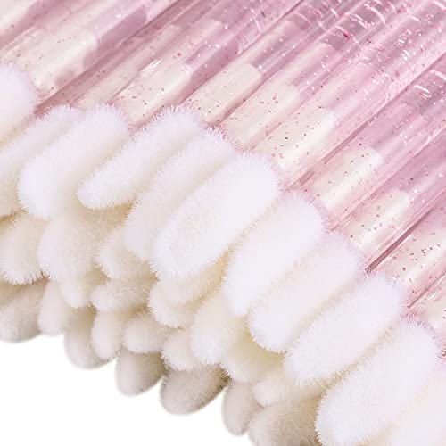 Disposable Lip Brush Set - 100 Pink Lipstick Applicators & Gloss Wands